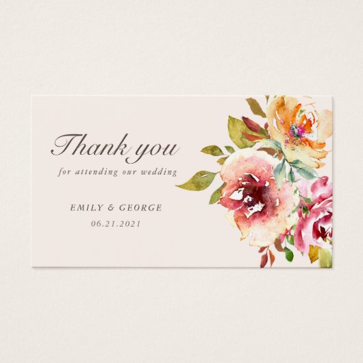 Blumenzwiebelhochzeit im Sommer Dankeschön Karte (Vorderseite)