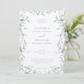 Blumenzwiebelhochzeit von Sage Green Garden Einladung (Stehend Vorderseite)