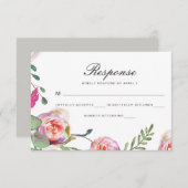 Blumenzwiebelkarte in Grau RSVP Karte (Vorne/Hinten)