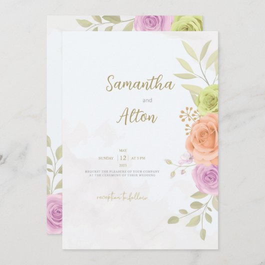 Blumenzwiebelkarten Personalisiert Einladung (Vorne/Hinten)