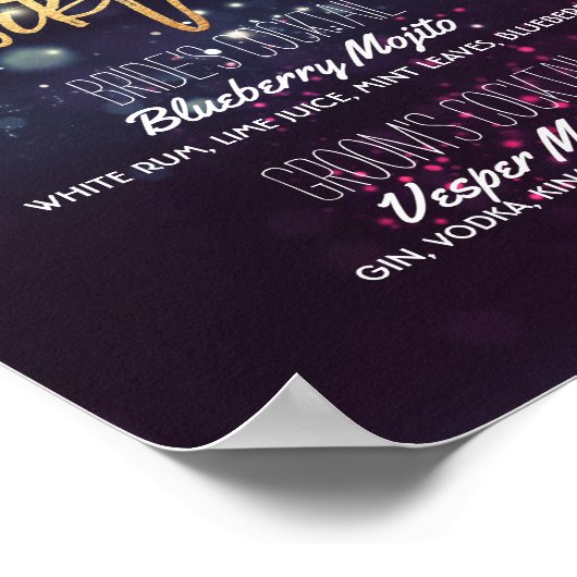 Blumenzwiebelleuchten mit Signature Drink Menu Poster (Ecke)