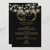 Blumenzwiebellichter in Schwarz und Gold Menükarte (Vorne/Hinten)