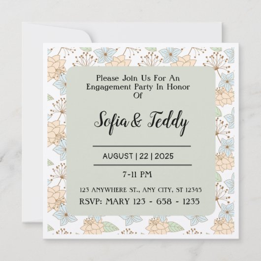 Blumenzwiebelmuster Einladung (Vorderseite)