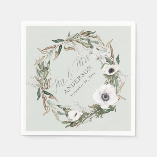 Blumenzwiebeln Anemone Wasserfarbe Serviette (Vorderseite)