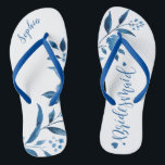 Blumenzwiebeln Badesandalen<br><div class="desc">Niedlich blaue Blumenzwiebelflecken für Brautmannschaften,  tolle personalisierte Brautparty Geschenke.</div>