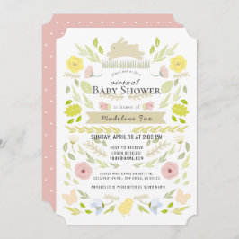 Blumenzwiebeln Blätter Pink Virtual Baby Dusche Einladung