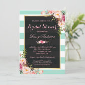 Blumenzwiebeln Brautparty Grüne Streifen Einladung (Stehend Vorderseite)