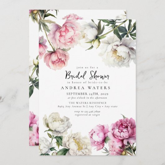 Blumenzwiebeln | Einladungen zur Brautdusche (Vorne/Hinten)