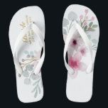 Blumenzwiebeln Flipflops BRIDE Boho Badesandalen<br><div class="desc">Fügen Sie die Rolle der Brautparty-Mitglieder,  Paare verheirateten Namen und Hochzeitsdatum zu diesen eleganten Sommerstrandhochzeiten Flipflops.</div>