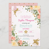 Blumenzwiebeln Glitzer 1. Geburtstag Einladung (Vorne/Hinten)