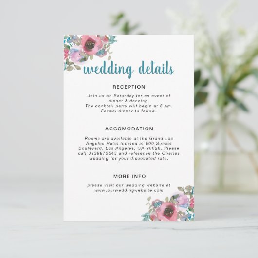 Blumenzwiebeln in Blau und Rosa Begleitkarte (Stehend Vorderseite)