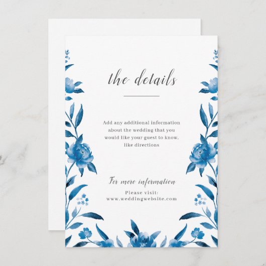 Blumenzwiebeln in Blau und Weiß Begleitkarte (Vorne/Hinten)