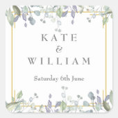 Blumenzwiebeln in Sage und Lilac Quadratischer Aufkleber (Vorderseite)