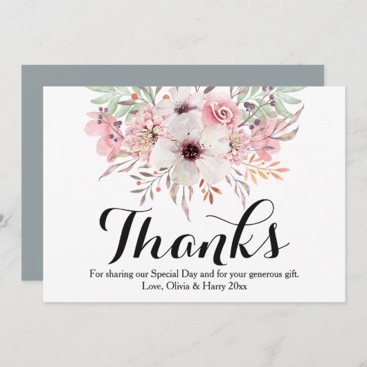 Blumenzwiebeln mit Wasserfarben - Dankeschön-Karte Dankeskarte (Vorne/Hinten)