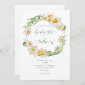 Blumenzwiebeln mit weißer und gelber Nadel Einladung (Vorne/Hinten)