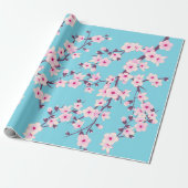 Blumenzwiebeln Muster Pink Sky Blau Geschenkpapier (Ungerollt)