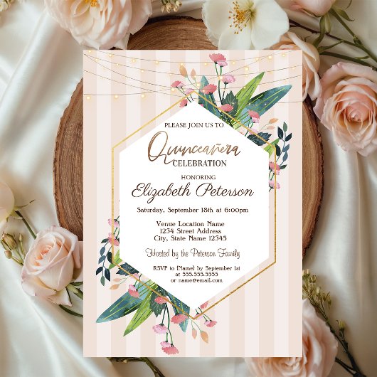 Blumenzwiebeln Quinceañera Einladung