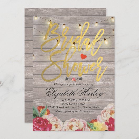 Blumenzwiebeln und Brautparty Einladung (Vorne/Hinten)