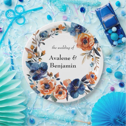 Blumenzwiebeln und Orangefarbene Hochzeiten Pappteller (Party)