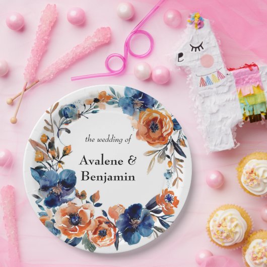 Blumenzwiebeln und Orangefarbene Hochzeiten Pappteller (Party)