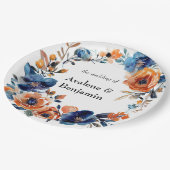 Blumenzwiebeln und Orangefarbene Hochzeiten Pappteller (Schrägansicht)