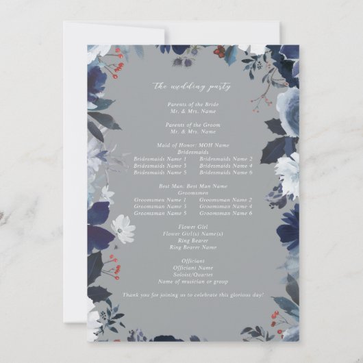 Blumenzwiebelprogramm - Grau 2 Einladung (Rückseite)