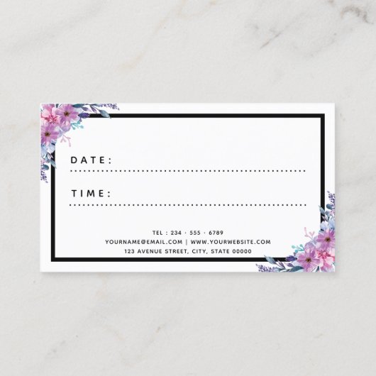 Blumenzwiebelschere Glitzer Terminkarte (Rückseite)