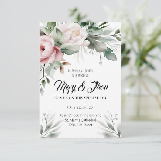 Blumenzwiebeltöne Einladung (Stehend Vorderseite)