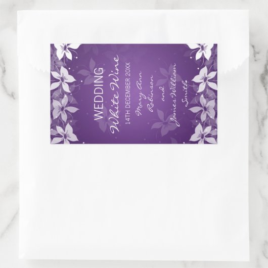 Blumenzwiebelweinetikett Exotische Blüten Lila Rechteckiger Aufkleber (Tasche)