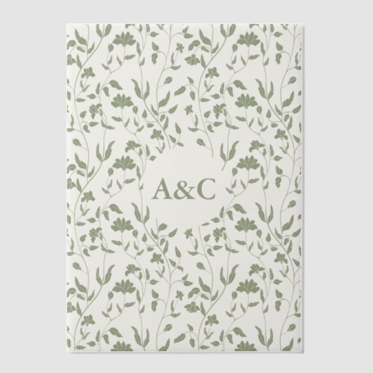 Blumenzwiebelzange Grün Pergament Einladungen (Vorderseite)