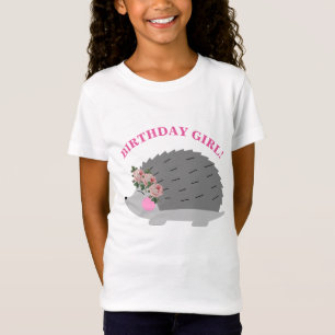 Blumewreath-Igels-Geburtstags-Mädchen-T - Shirt