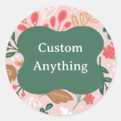 Blumig Anpassbar Runder Aufkleber (Vorderseite)