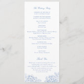 Blumig elegante blaue Hortensien-Hochzeitsprogramm Programm (Rückseite)