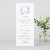 Blumig elegante blaue Hortensien-Hochzeitsprogramm Programm (Stehend Vorderseite)