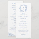 Blumig elegante blaue Hortensien-Hochzeitsprogramm Programm (Vorne/Hinten)