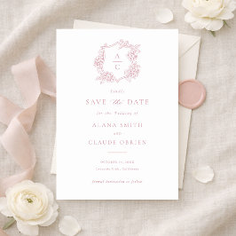 Blumig Elegante Pink Hydrangea Wappen Save-the-Dat Einladung