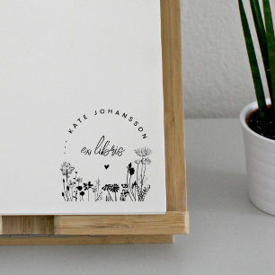 Blumig Elegantes Ex Libris Benutzerdefiniertes Buc Gummistempel
