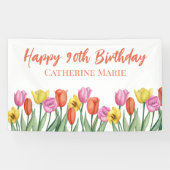 Blumig Happy 90. Geburtstag Banner (Horizontal)