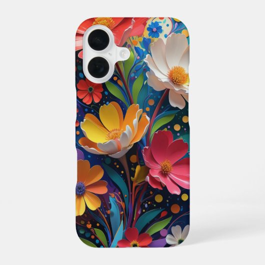 Blumig iPhone 16 Hülle (Rückseite)
