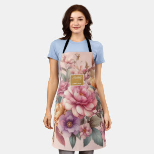 Blumig rustikal vintage elegant rosa schürze