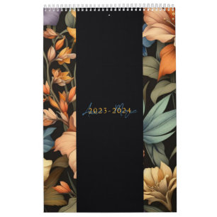 Blumig rustikal vintage elegant schwarz kalender