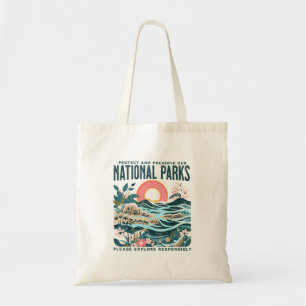 Blumig Schützen Sie Nationalparks Retro Natur Tragetasche