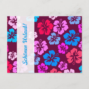Blumig und pink postkarte