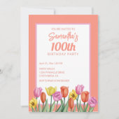 Blumige 100. Geburtstagsfeier Einladung (Vorderseite)