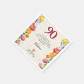 Blumige 90. Geburtstagsfeier - Chic Leinengarten Serviette (Ecke)