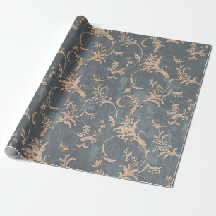 Blumige alte Retro-Vintage-Ornament-Wallpaper auf Geschenkpapier