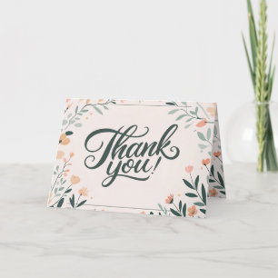 Blumige Art Deco Retro Hochzeit Danke Karte