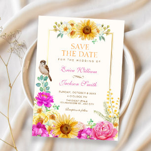 Blumige ästhetische Hochzeit Save The Date
