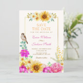 Blumige ästhetische Hochzeit Save The Date (Stehend Vorderseite)