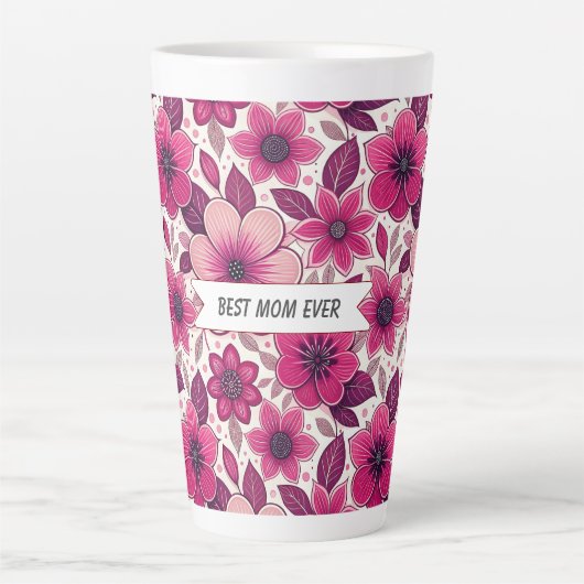 Blumige beste Mama ever Milchtasse (Vorderseite)